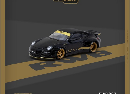 Load image into Gallery viewer, Tarmac Works RWB 997 Black 1/64 Diecast Model Car
