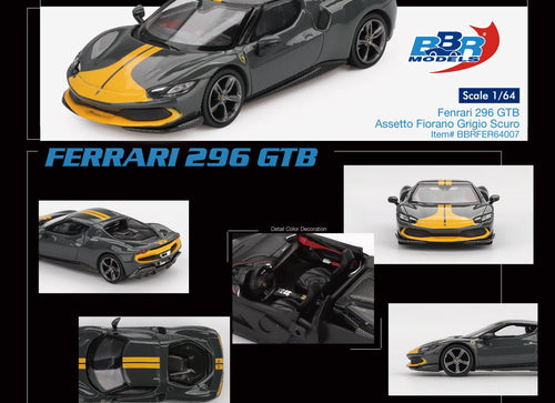 Load image into Gallery viewer, BBR 1/64 Ferrari 296 GTB Assetto Fiorano Grigio Scuro Diecast Model
