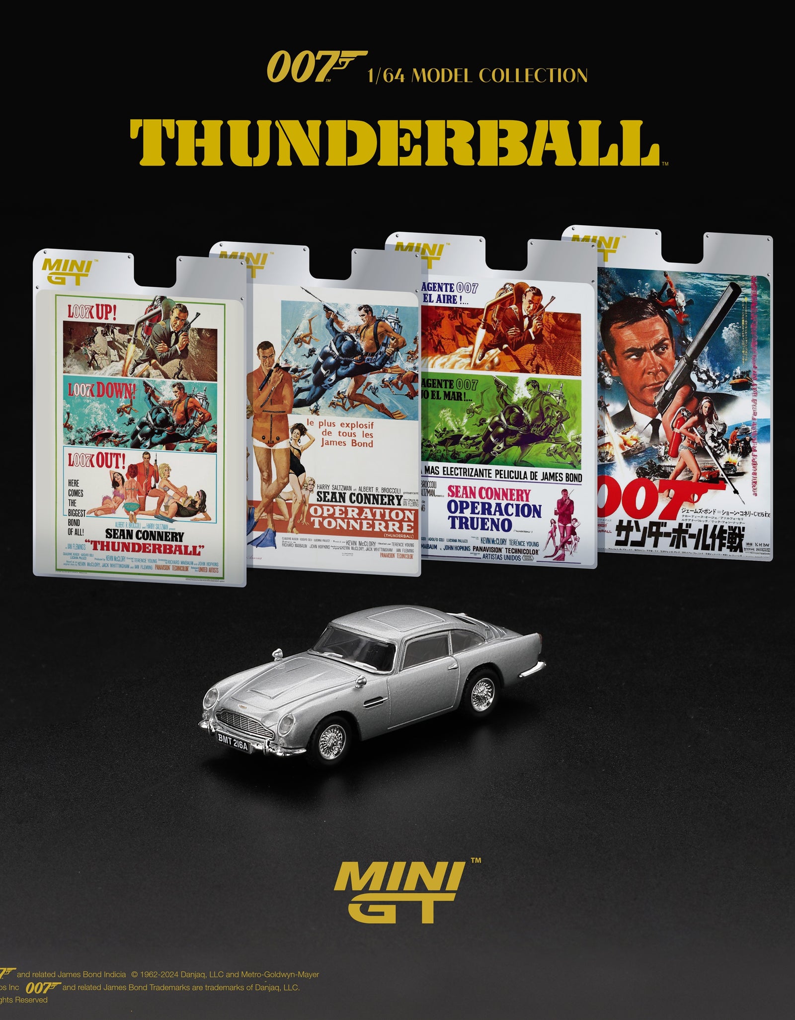 Mini GT #901 1/64 007 Aston Martin DB5 Thunderball with Poster Cards