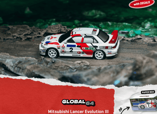 Load image into Gallery viewer, (Pre-order) Tarmac Works 1/64 Mitsubishi Lancer Evolution III Hong Kong 1996
