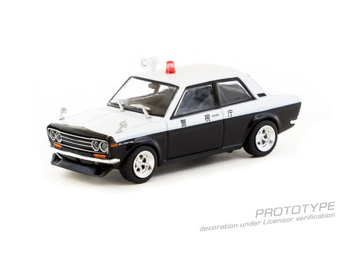 Load image into Gallery viewer, Tarmac Works 1/64 Datsun 510  Police Car Diecast Model Car
