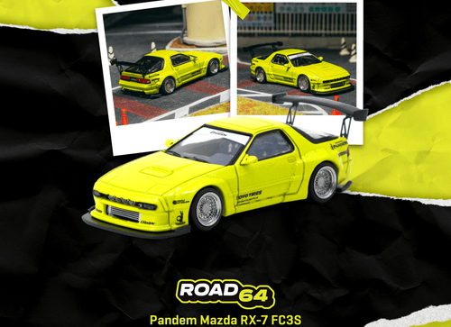 Load image into Gallery viewer, (Pre-order) Tarmac Works 1/64 Pandem Mazda RX-7 FC3S Yellow Diecast Model Car
