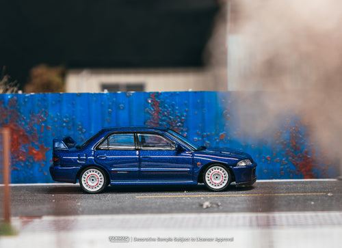 Load image into Gallery viewer, (Pre-order) Tarmac Works Mitsubishi Lancer GSR Evolution II Blue Diecast Model
