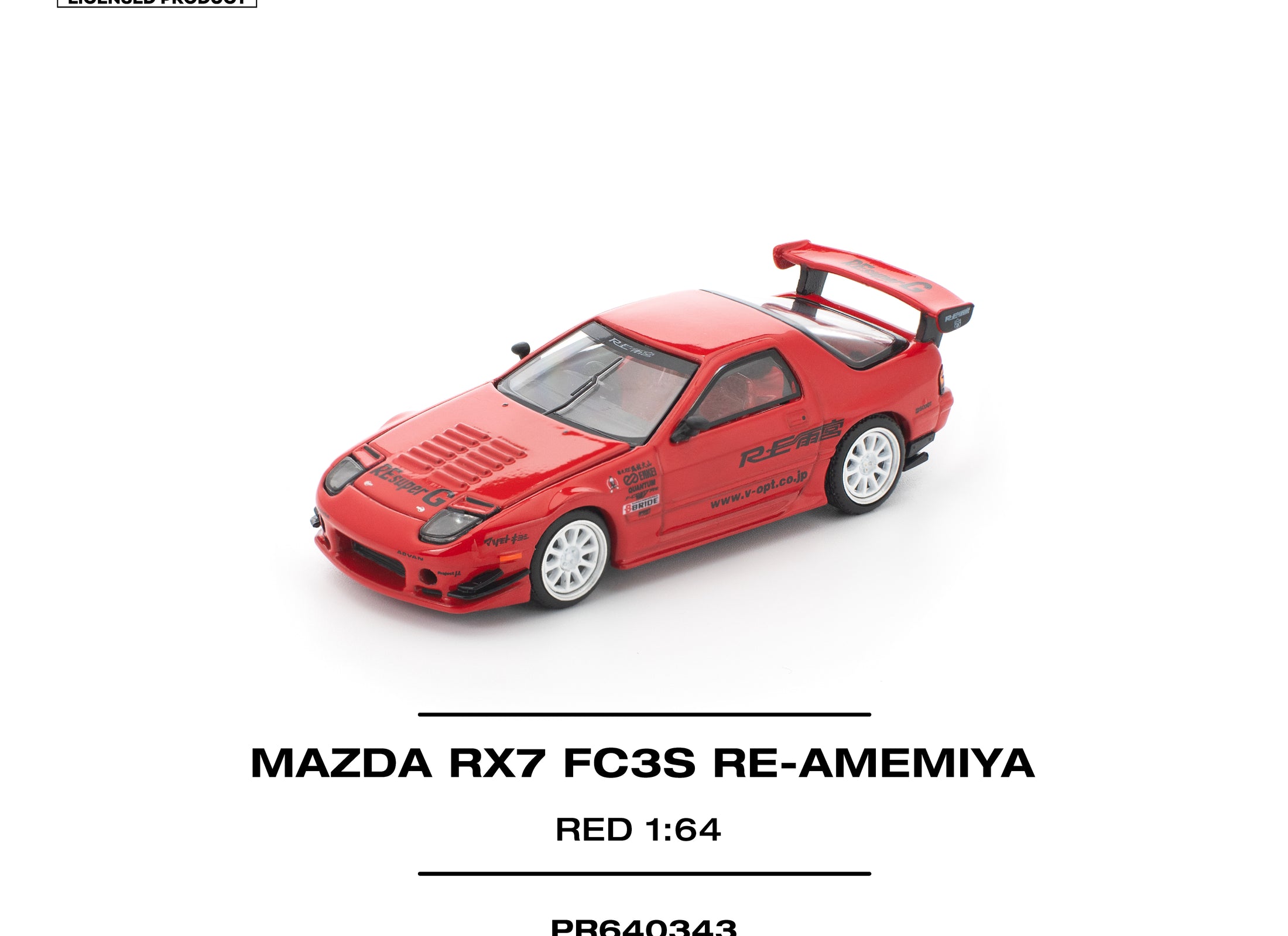 (Pre-order) POPRACE 1/64 MAZDA RX7 FC3S RE-AMEMIYA RED Diecast Model Car