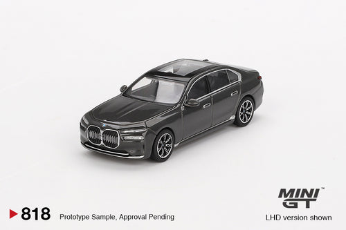 Load image into Gallery viewer, Mini GT #818 BMW i7 xDrive60 Dravit Grey LHD Diecast Model Car
