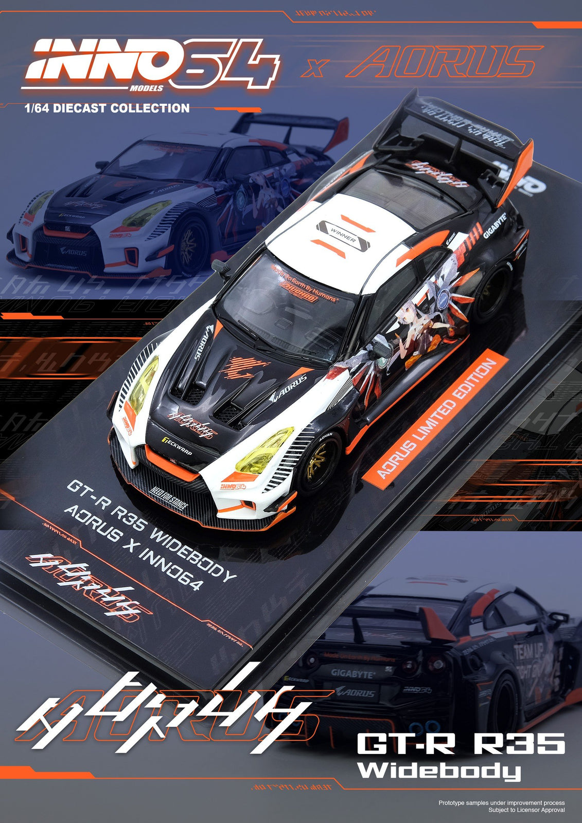 INNO64 1/64 GT-R R35 WIDEBODY AORUS X INNO64 Limited Edition