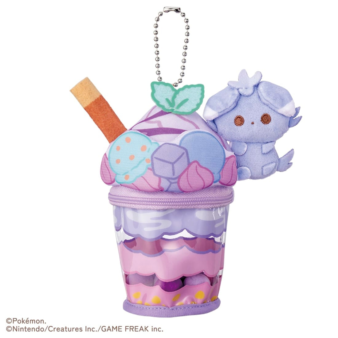 Takara Tomy Pokemon PokePiece Meowspur Blueberry Parfait Plush Charm