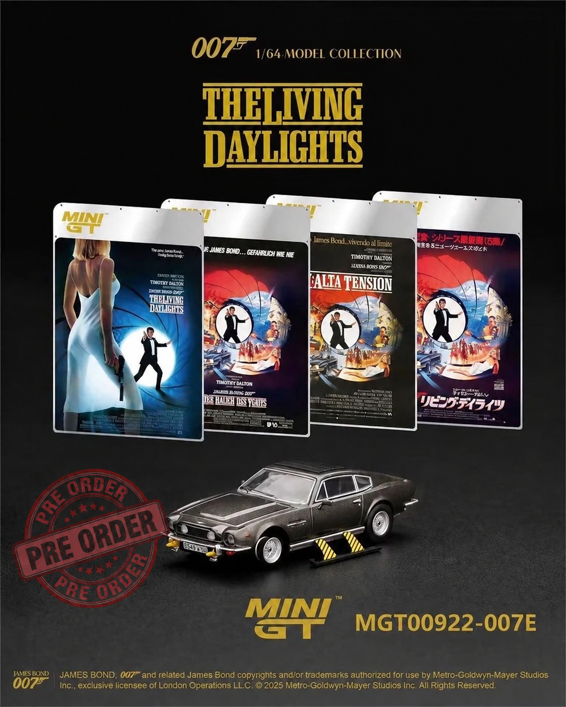 (Pre-order) Mini GT #922 Aston Martin V8 Vantage The Living Daylights 007 Model