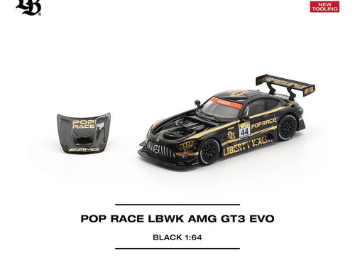Load image into Gallery viewer, (Pre-order) POPRACE 1/64 - LBWK AMG GT3 EVO - BLACK Diecast Model Car
