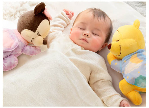 Load image into Gallery viewer, Takara Tomy Disney Baby Gussuri Sleeping w/ Melody Music Minnie Mouse Plush
