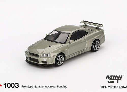 Load image into Gallery viewer, Mini GT #1003 Nissan Skyline GT-R (R34) V-Spec II Nür Millenium Jade

