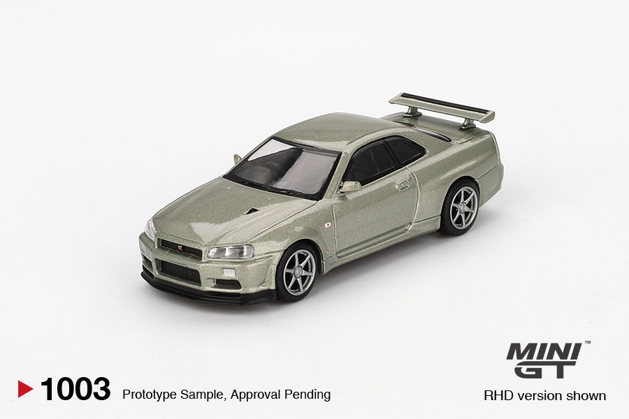 Mini GT #1003 Nissan Skyline GT-R (R34) V-Spec II Nür Millenium Jade