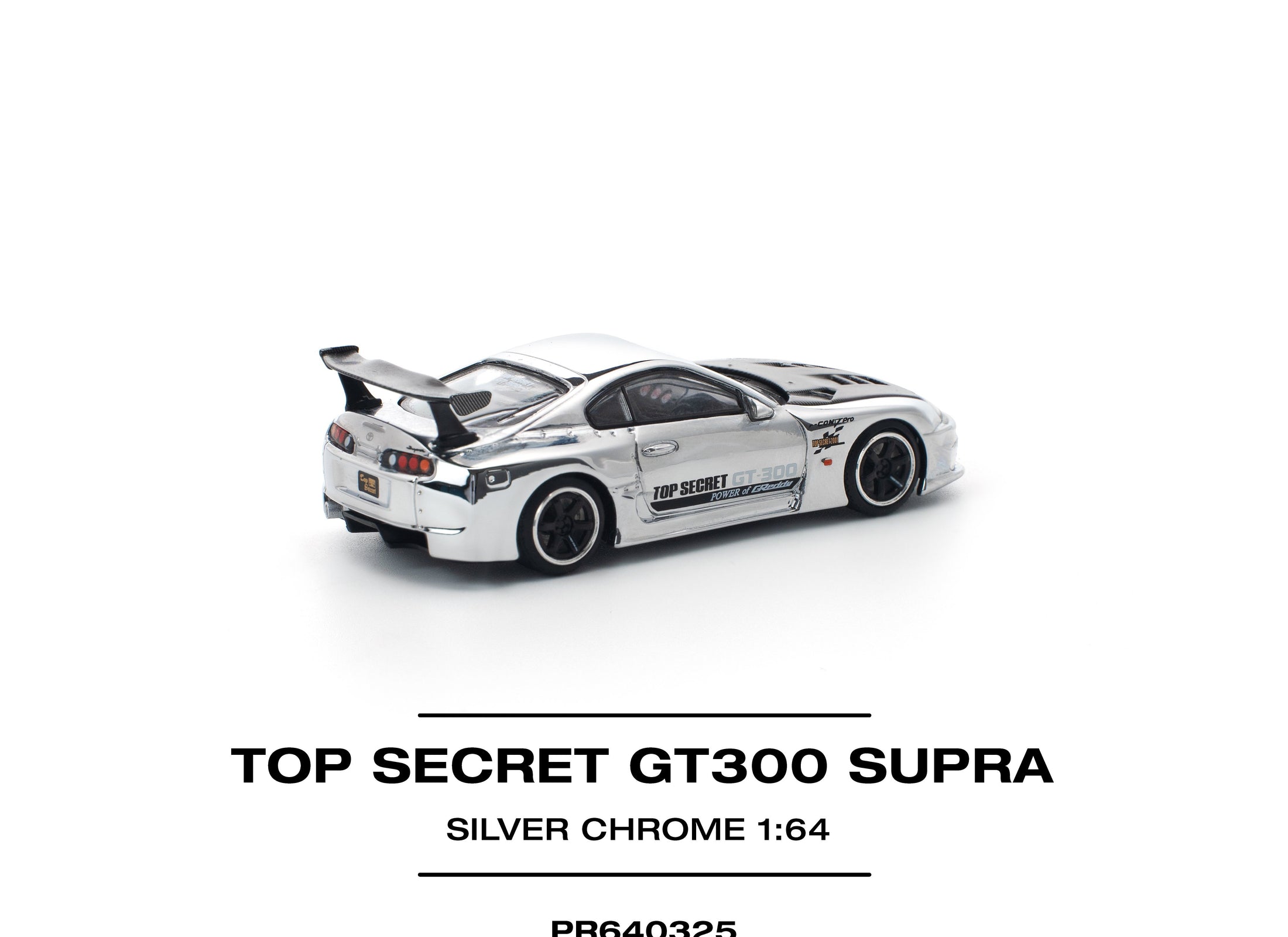 POPRACE 1/64 TOP SECRET GT300 SUPRA - SILVER CHROME Model Car