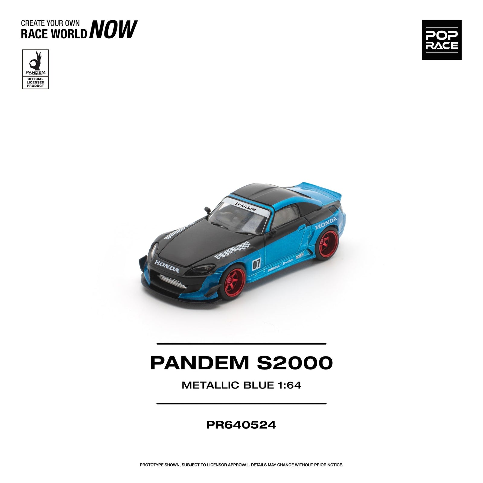 (Pre-order) POP RACE 1/64 PANDEM S2000 METALLIC BLUE Diecast Model Car