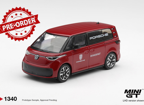 Load image into Gallery viewer, (Pre-order) Mini GT #1340 Volkswagen ID.Buzz Porsche Renndienst Red LHD
