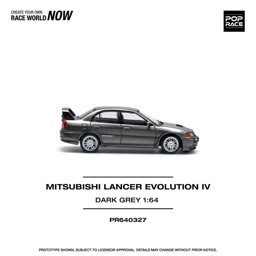 POP RACE 1/64 MITSUBISHI LANCER EVOLUTION IV DARK GREY Diecast Model