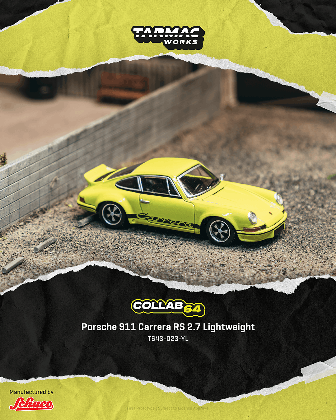 (Pre-order) Tarmac Works 1/64 Porsche 911 Carrera RS 2.7 Lightweight Yellow