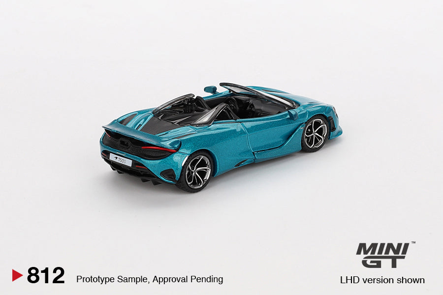 Mini GT #812 1/64 McLaren 750S Spider Belize Blue RHD Model Car