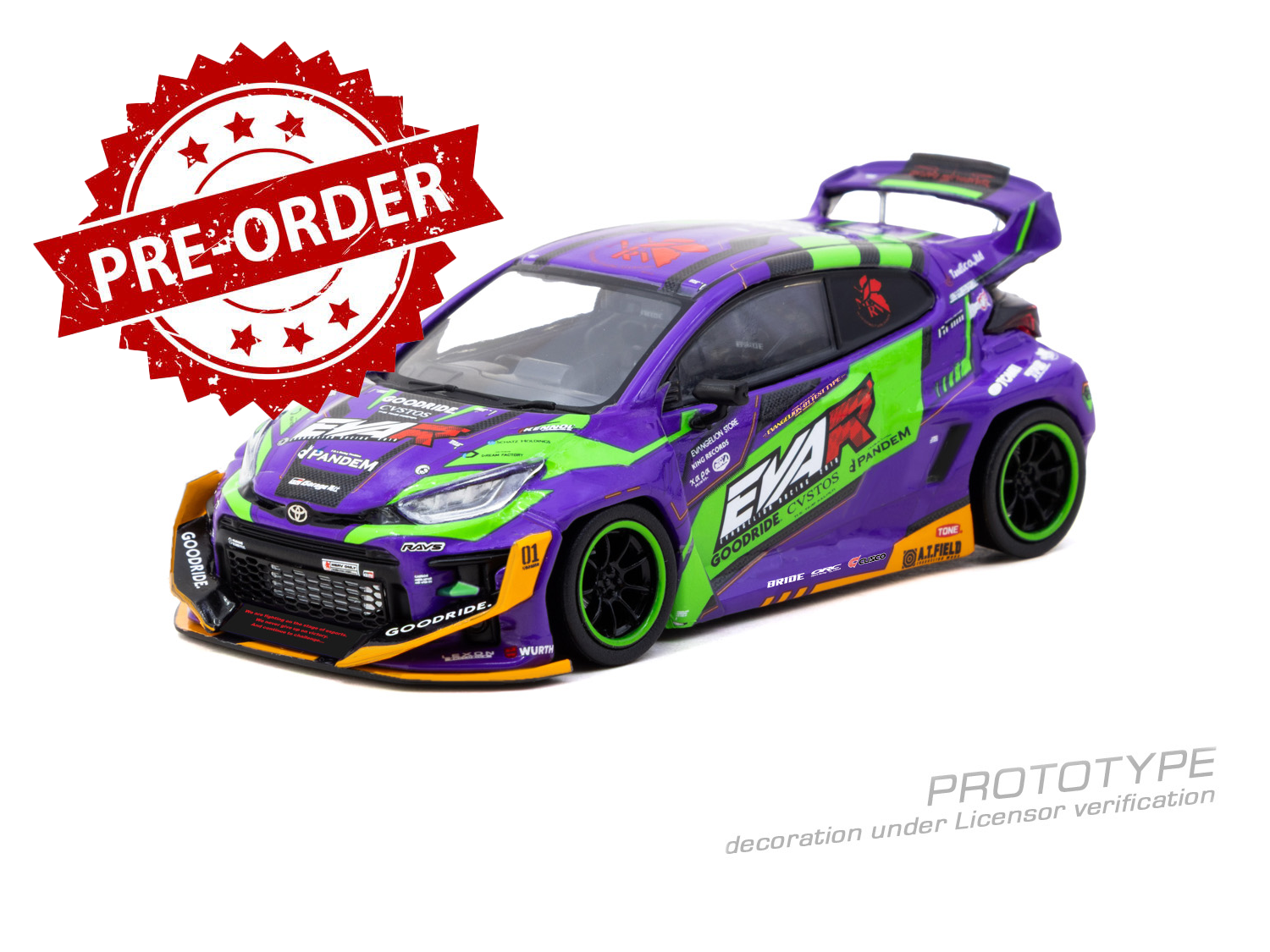 (Pre-order) Tarmac Works 1/43 Pandem Toyota GR Yaris EVA Racing Diecast Model