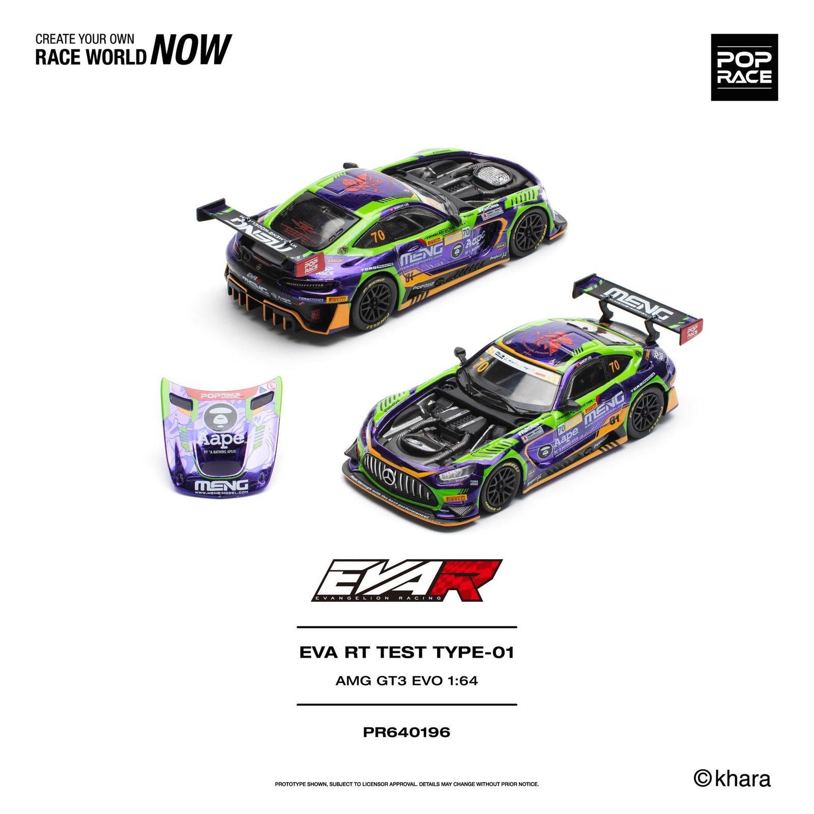 (Pre-order) POPRACE 1/64 - EVA RT TEST TYPE -01 AMG GT3 EVO MACAU GP 2023