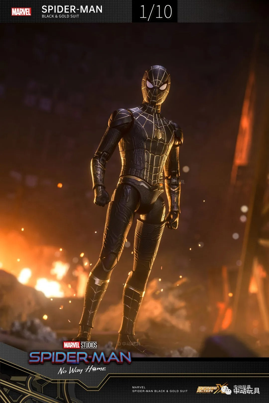 ZD Toys Marvel Avengers 1/10 Spiderman Black Gold Suit No Way Home Action Figure