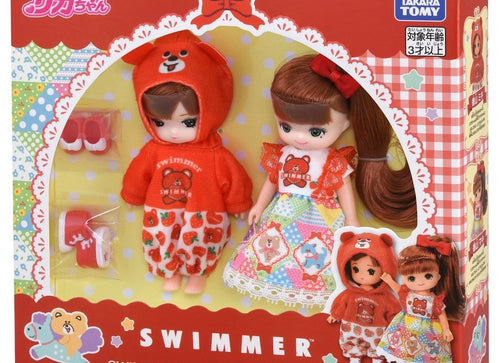 Load image into Gallery viewer, Takara Tomy Licca Chan Doll Set SWIMMER I love Miki-chan and Maki-chan
