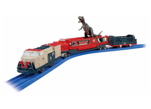 Load image into Gallery viewer, Takara Tomy Plarail Jurassic World Dinosaur Transport Train 3-Car Set
