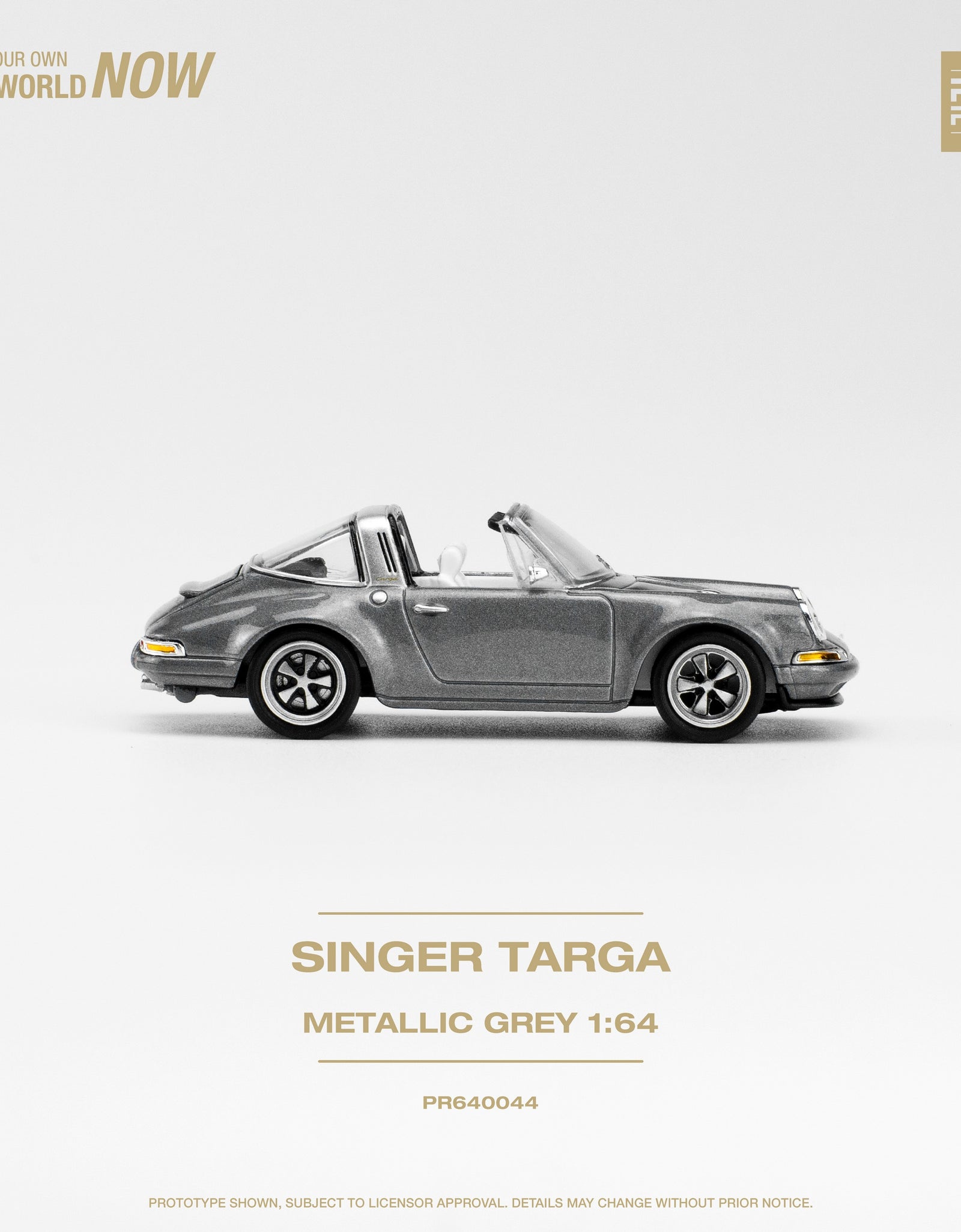 POPRACE 1/64 SINGER TARGA METALLIC GREY Diecaset Model Car