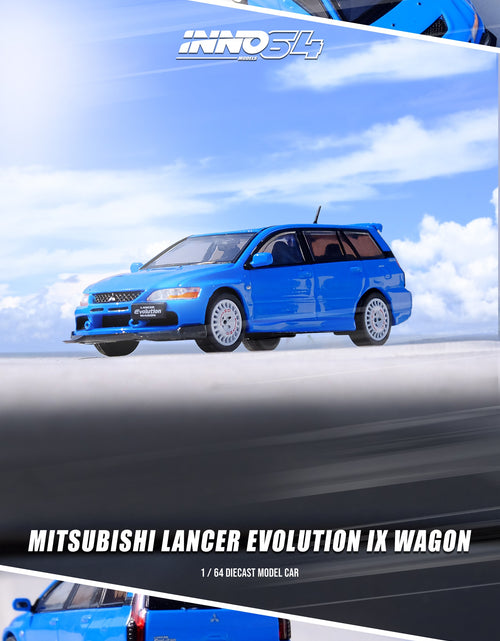 Load image into Gallery viewer, INNO64 1/64 Die-Cast MITSUBISHI LANCER EVOLUTION IX WAGON BLUE
