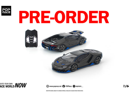 Load image into Gallery viewer, (Pre-order) POPRACE 1/64 LAMBORGHINI CENTENARIO CARBON BLUE Model Car #PR640438
