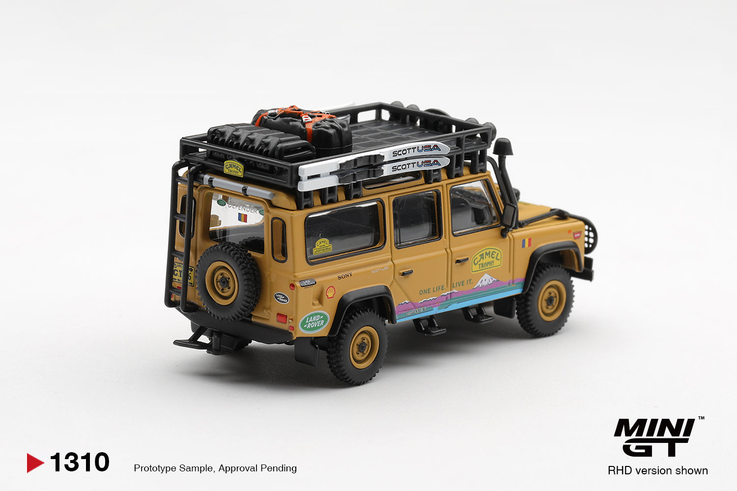 (Pre-order) Mini GT #1310 Land Rover Defender 110 1998 Camel Trophy CT36 Romania