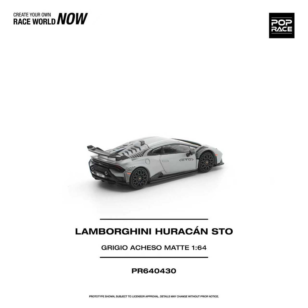 (Pre-order) POP RACE 1/64 LAMBORGHINI HURACAN STO GRIGIO ACHESO MATTE #PR640430
