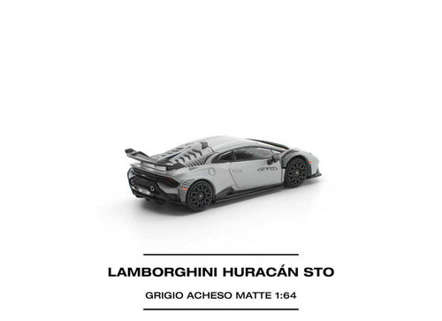 Load image into Gallery viewer, (Pre-order) POP RACE 1/64 LAMBORGHINI HURACAN STO GRIGIO ACHESO MATTE #PR640430
