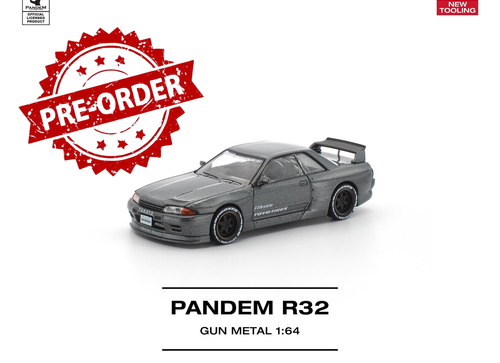 Load image into Gallery viewer, (Pre-order) POP RACE 1/64 PANDEM R32 GUN METAL Diecast Model Car #PR640508
