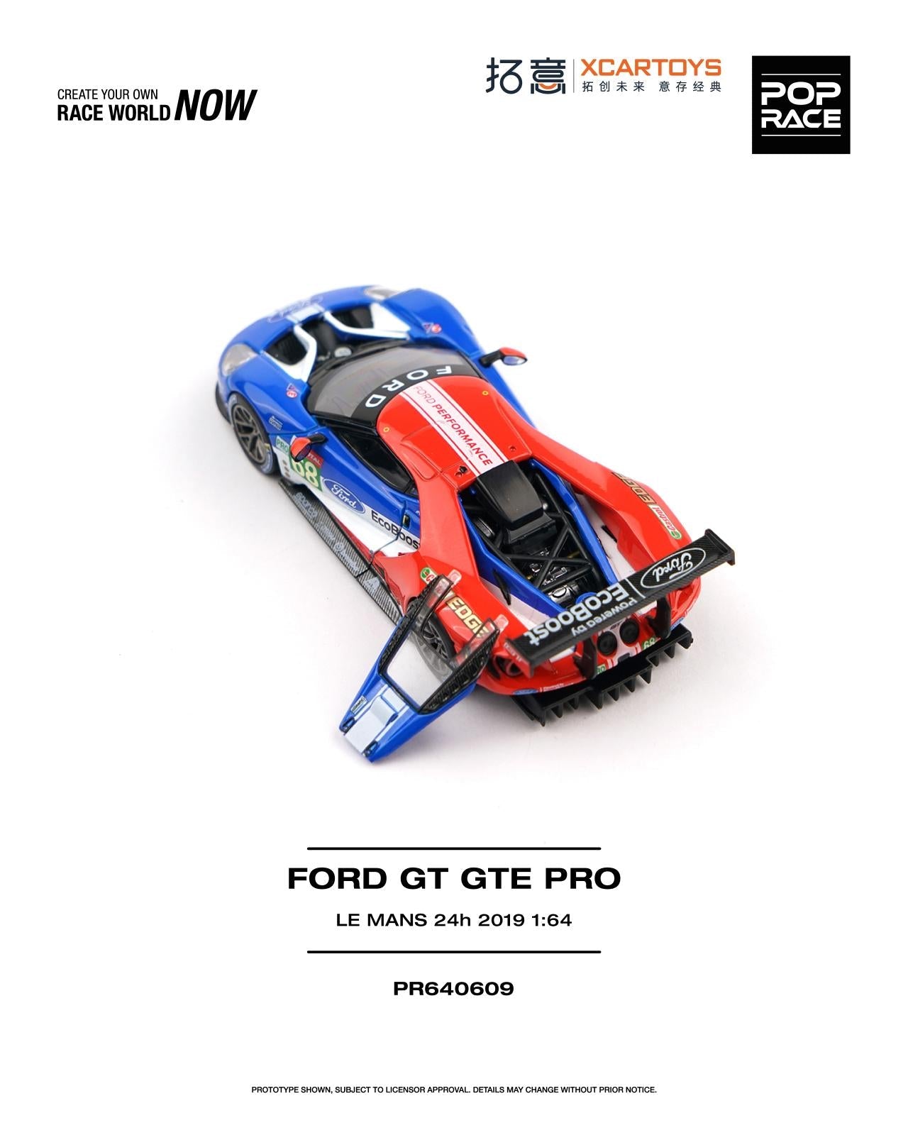 (Pre-order) POPRACE 1/64 - FORD GT GTE PRO LE MANS 24H 2019 Diecast Model Car