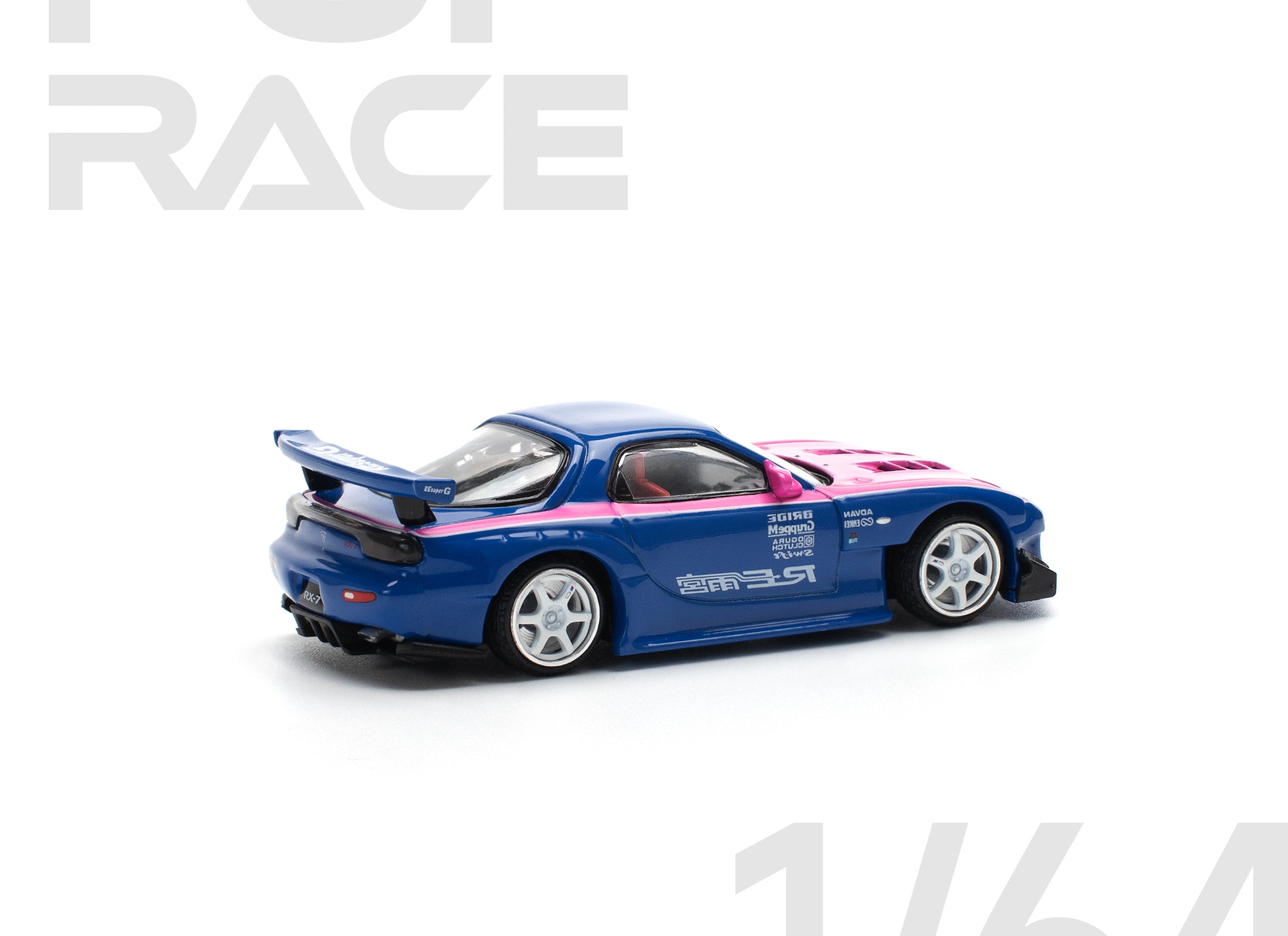 POPRACE 1/64 MAZDA RX7 RE-AMEMIYA - BLUE/PINK model car
