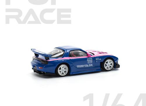 Load image into Gallery viewer, POPRACE 1/64 MAZDA RX7 RE-AMEMIYA - BLUE/PINK model car
