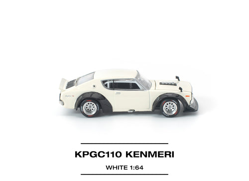 Load image into Gallery viewer, (Pre-order) POP RACE 1/64 KPGC110 KENMERI WHITE Diecast Model Car
