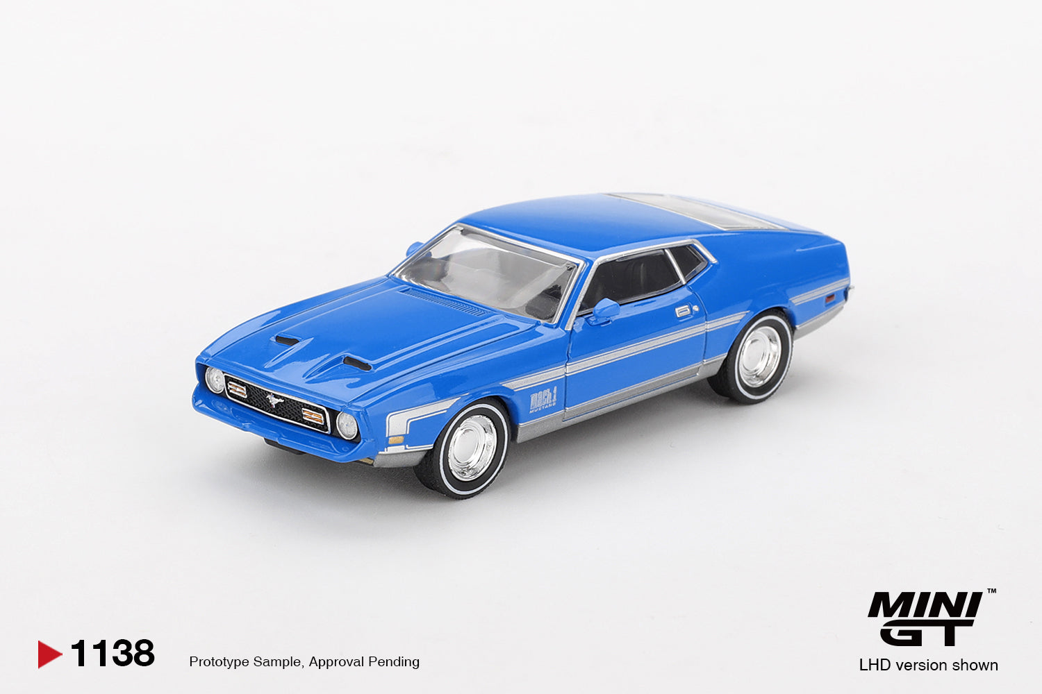 MINI GT #1138 Ford Mustang Mach 1 Grabber Blue Diecast Model Car