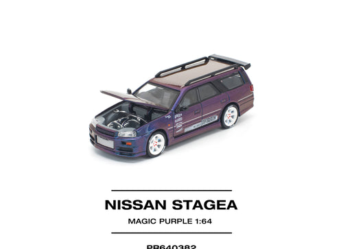 Load image into Gallery viewer, (Pre-order) POPRACE 1/64 NISSAN STAGEA MAGIC PURPLE Diecast Model Car

