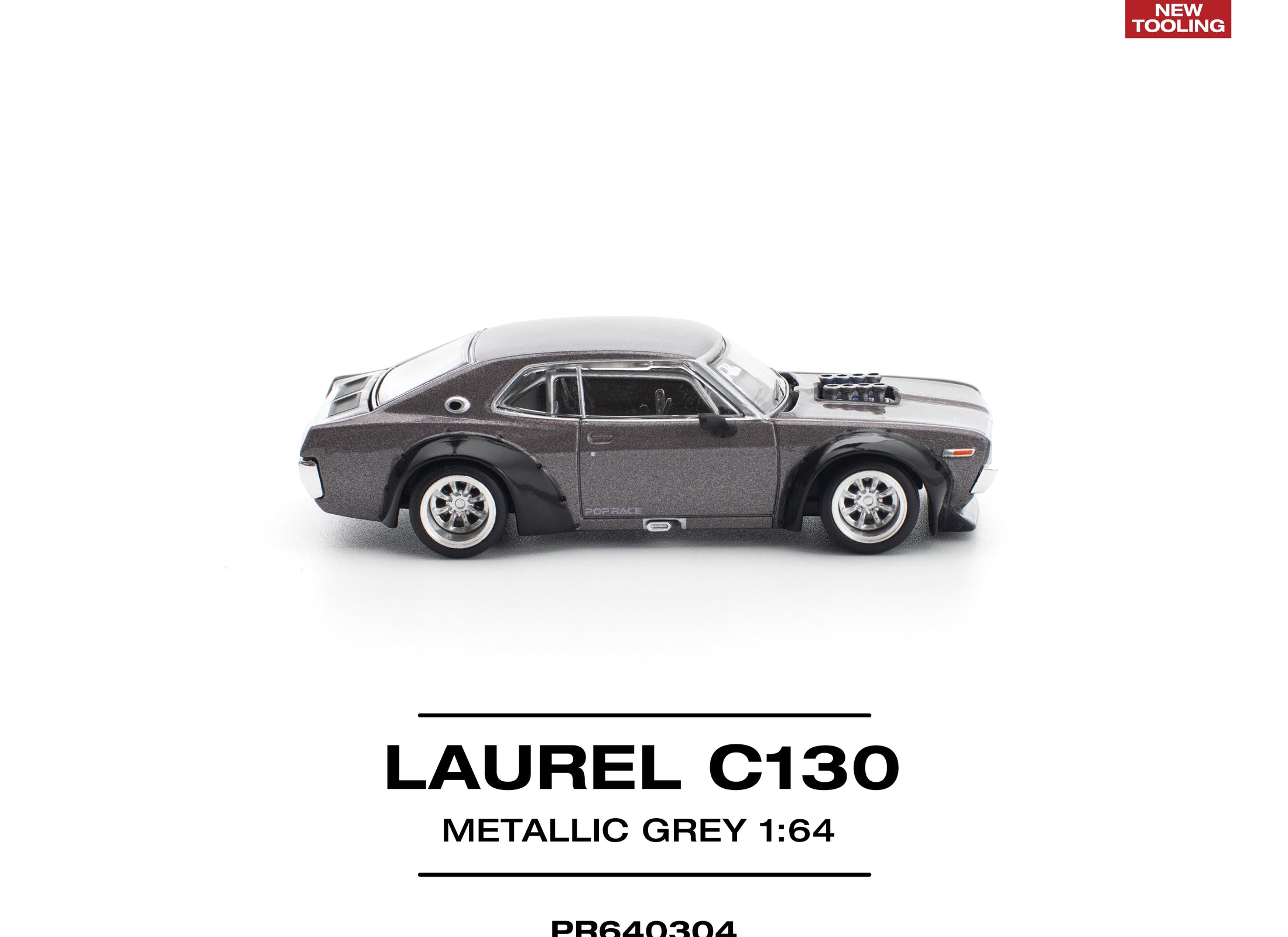 (Pre-order) POPRACE 1/64 LAUREL C130 METALLIC GREY (NEW TOOLING) Diecast Model