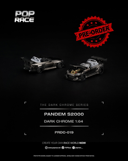 (Pre-order) POP RACE PANDEM S2000 DARK CHROME Opening Front Model Car PRDC019