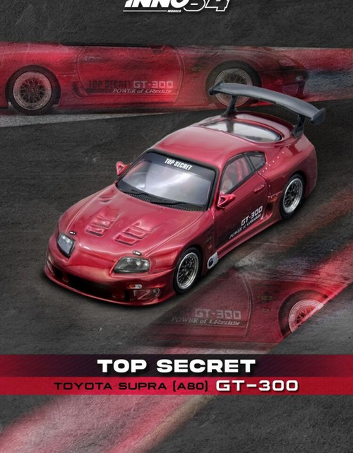 Load image into Gallery viewer, INNO64 TOYOTA SUPRA (A80) &quot;TOP SECRET&quot; Red Die-cast Model Car
