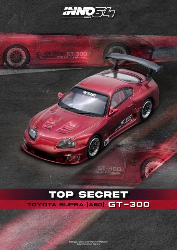 INNO64 TOYOTA SUPRA (A80) "TOP SECRET" Red Die-cast Model Car