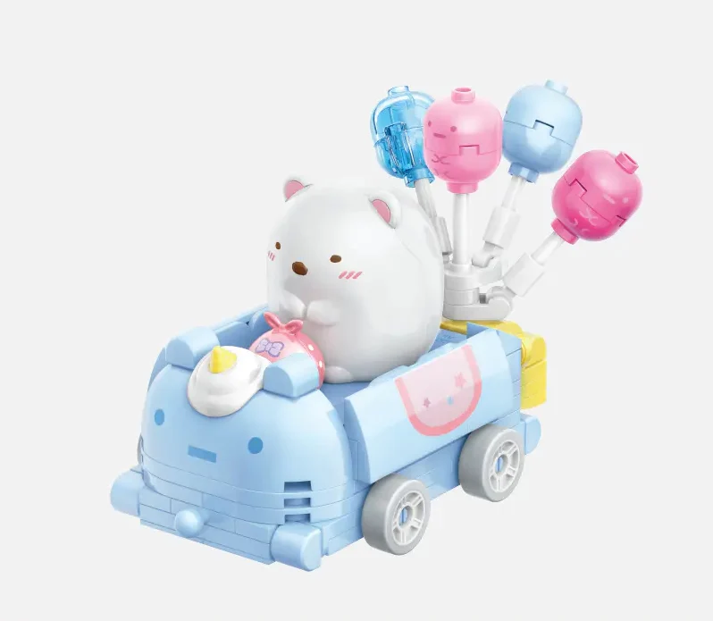 Qman Keeppley Building Blocks #30351 Sumikko Shirokuma & Furoshikis Balloon Car