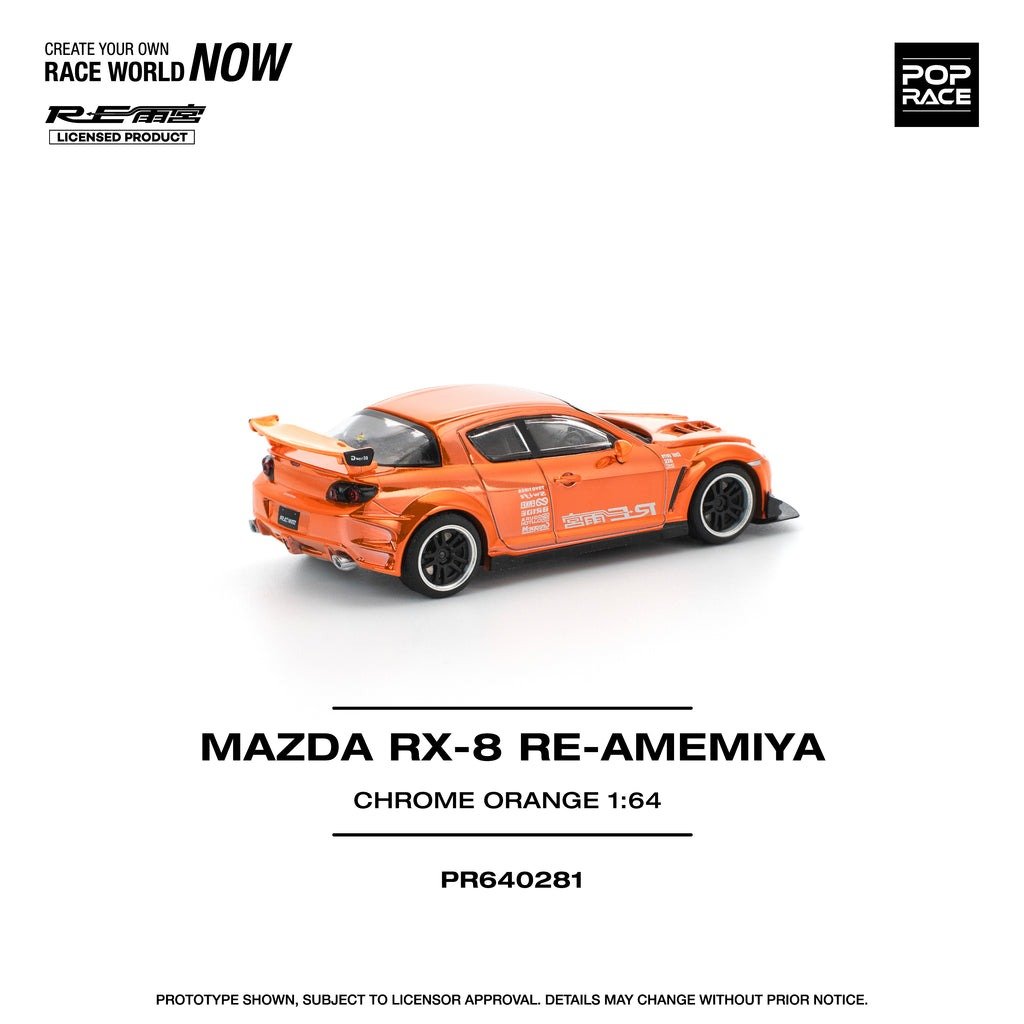 POPRACE 1/64 MAZDA RX-8 RE-AMEMIYA CHROME ORANGE Diecast Model Car
