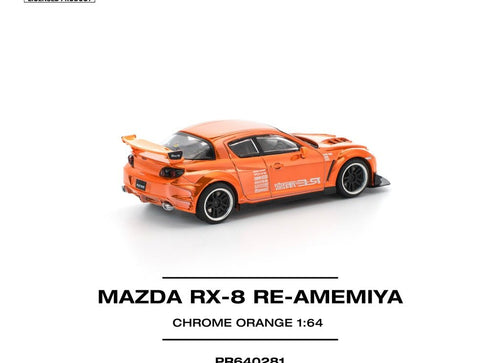 Load image into Gallery viewer, POPRACE 1/64 MAZDA RX-8 RE-AMEMIYA CHROME ORANGE Diecast Model Car

