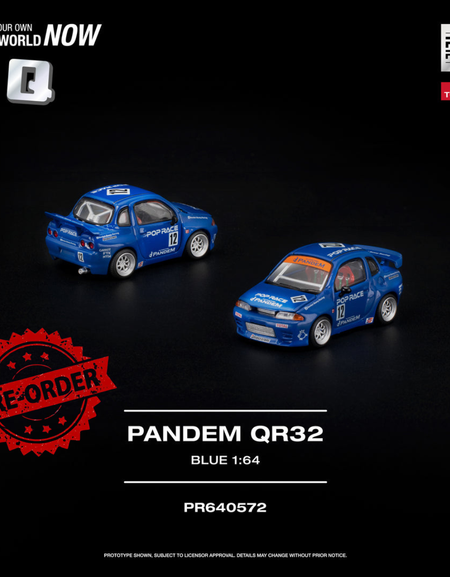 (Pre-order) POPRACE 1/64 - PANDEM QR32 Blue Diecast Model Car