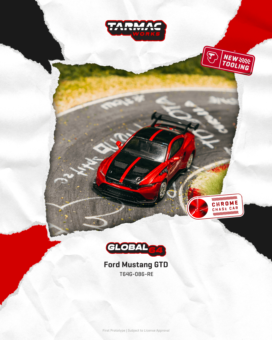 (Pre-order) Tarmac Works 1/64 Ford Mustang GTD Red Diecast Model Car