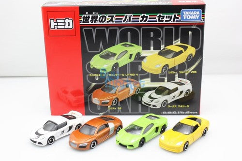 Load image into Gallery viewer, Takara Tomy Tomica World Super Car Speed 4X Set Audi Lamborghini Toys Diecast

